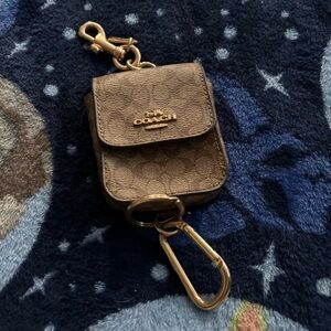 Coach Tan Keychain Pouch with Gold Accents